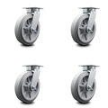 Service Caster 8 Inch Kingpinless Thermoplastic Rubber Wheel Swivel Top Plate Caster, 4PK SCC-KP30S820-TPRRF-4